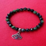 Ruby Zoisite Faceted and Lotus Pendant, Bracelet